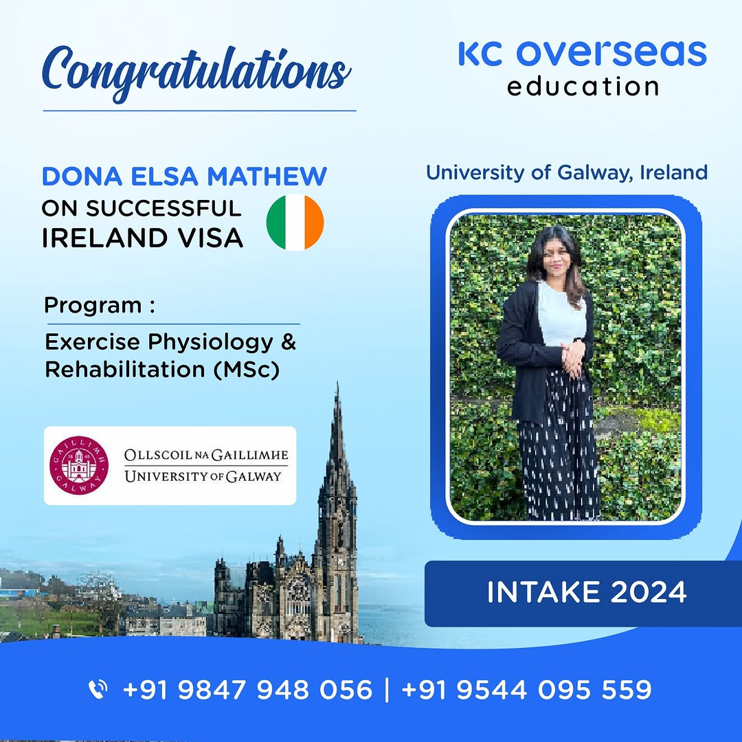 Ireland study abroad visa secured from KC Overeseas calicut