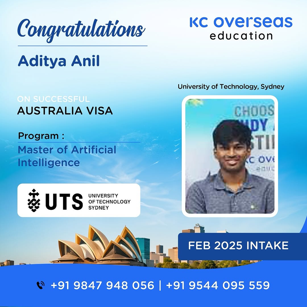 Australia study abroad visa of a student of KC Calicut