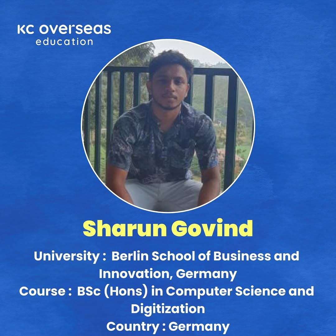 Student from KC calicut pursuing bsc in germany