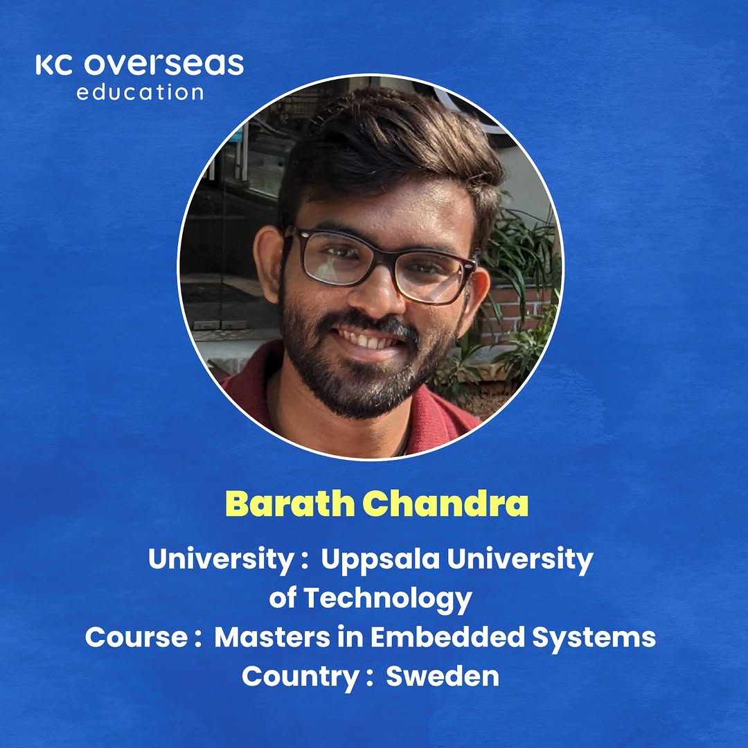 Student from KC Overseas Education Calicut pursuing masters in Sweden