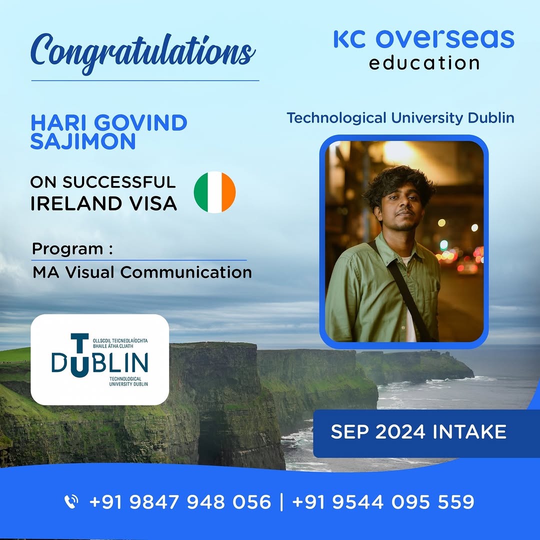 Ireland study abroad visa from KC Overseas Education Calicut