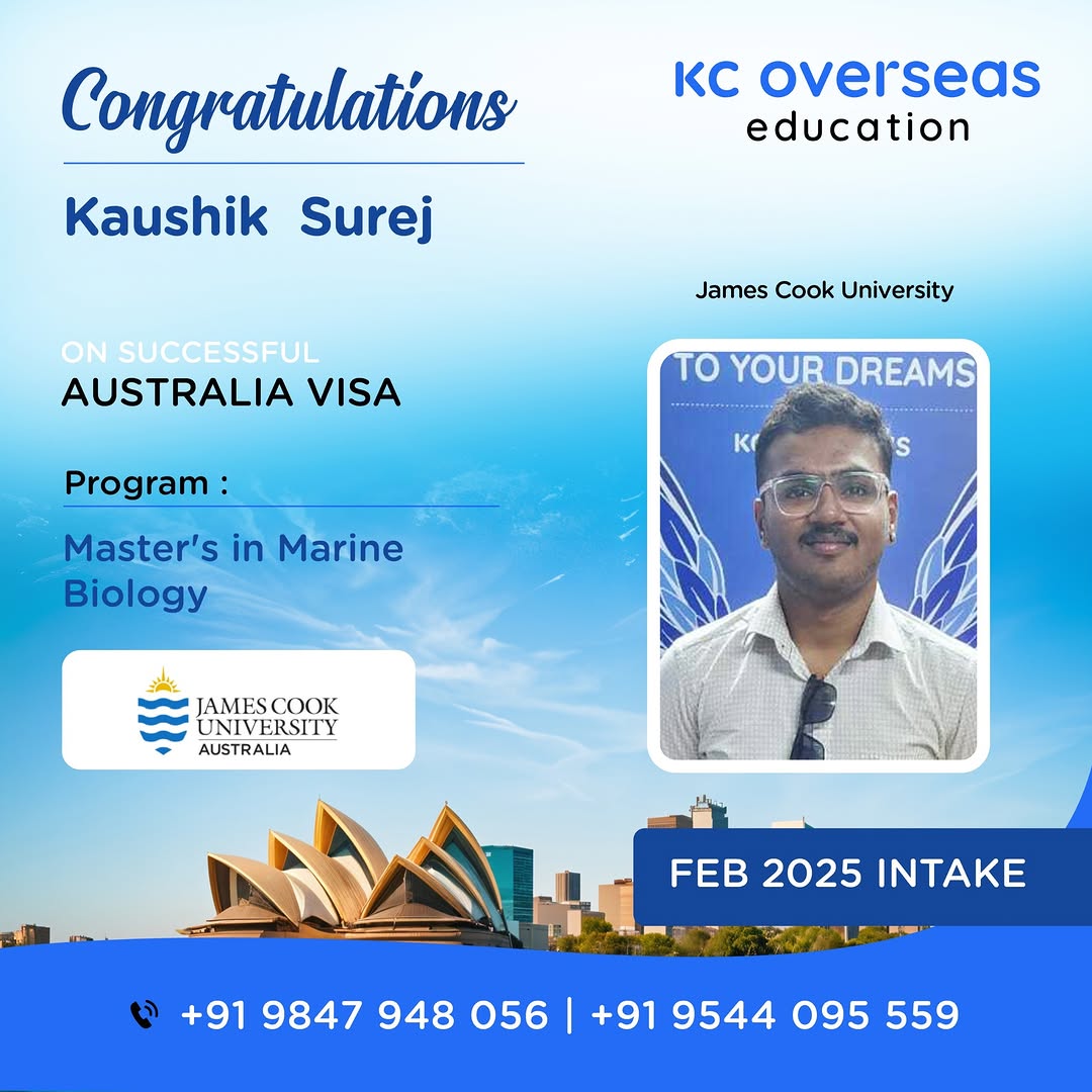 Australia study abroad visa of a student of KC Calicut